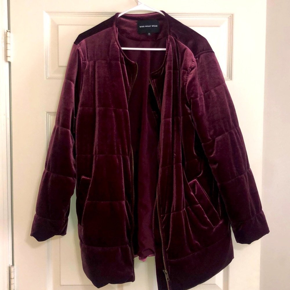 Burgundy Velvet Coat - M